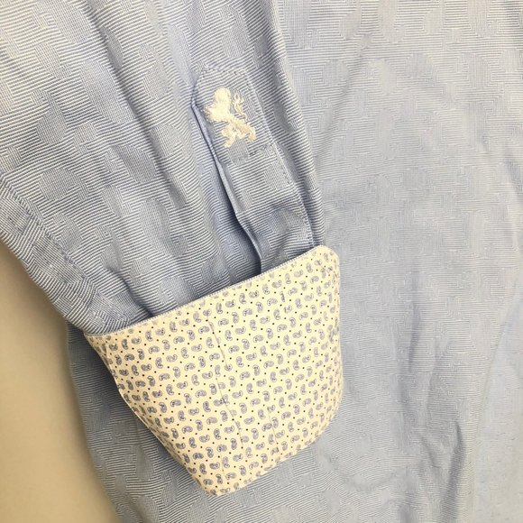 Bugatchi Mens Blue Patterned Classic Fit Size 17 - Picture 3 of 7